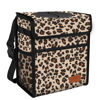 Picture of Car Trash Can with Lid Leak Proof Car Garbage Can Waterproof Car Trash Bag for SUV Front Seat Multipurpose Car Hanging for Headrest Collapsible and Portable with Storage Mesh Pocket, Leopard Print