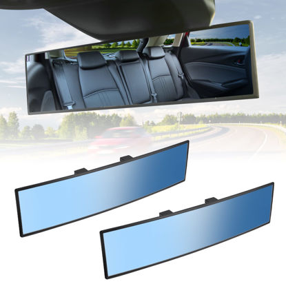 Picture of JoyTutus Rear View Mirror, Universal 11.81 Inch 2 Pack Panoramic Convex Rearview Mirror, Interior Clip-on Wide Angle Rear View Mirror to Reduce Blind Spot Effectively for Car SUV Trucks -Blue