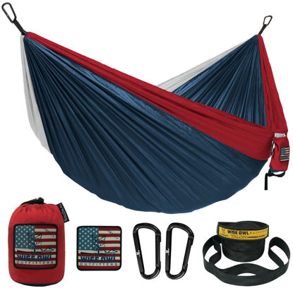 Picture of Wise Owl Outfitters Camping Hammock - Camping Accessories Single or Double Hammock for Outdoor, Travel Hammock Indoor w/Tree Straps