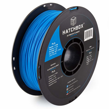 Picture of HATCHBOX 1.75mm Light Blue PLA 3D Printer Filament, 1 KG Spool, Dimensional Accuracy +/- 0.03 mm, 3D Printing Filament