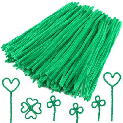 Picture of Caydo 200 Pieces Green Pipe Cleaners Craft Chenille Stems for Kids DIY Art Craft Projects Decorations(6 mm x 12 inch)