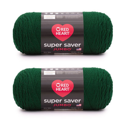 Picture of Red Heart Super Saver Jumbo Hunter Green Yarn - 2 Pack of 14oz/396g - Acrylic - 4 Medium (Worsted) - 744 Yards - Knitting/Crochet