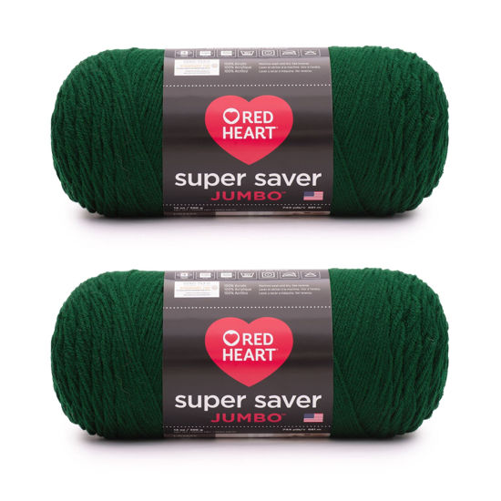 Picture of Red Heart Super Saver Jumbo Hunter Green Yarn - 2 Pack of 14oz/396g - Acrylic - 4 Medium (Worsted) - 744 Yards - Knitting/Crochet