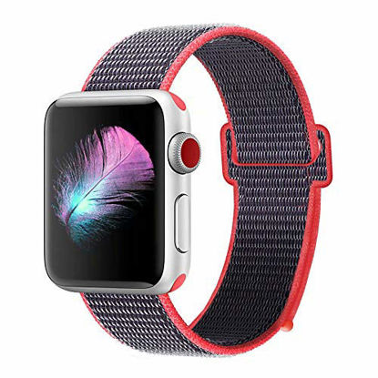 Picture of HILIMNY Compatible for Apple Watch Band 38mm, New Nylon Sport Loop, with Hook and Loop Fastener, Adjustable Closure Wrist Strap, Replacement Band Compatible for iwatch, 38mm, Electric Pink