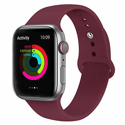 Picture of AdMaster Compatible for Silicone Apple Watch Band and Replacement for Sport iwatch Accessories Bands Series 4 3 2 1 Wine Red 38mm/40mm S/M