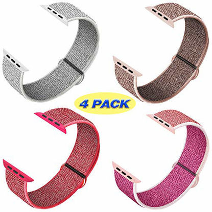 Picture of QIENGO 4Pack Compatible for Apple Watch Band 42mm 44mm，Adjustable Soft Lightweight Breathable Sports Replacement Band for Series 5 4 3 2 1(4PackC)