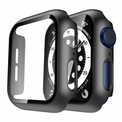 Picture of TAURI 2 Pack for Apple Watch Case 44mm SE Series 6 5 4 [Full Protection], with 9H Tempered Glass Screen Protector [Touch Sensitive] Slim Bumper Protective Cover 44 mm for Men Women, Black