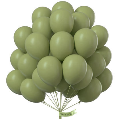 Picture of PartyWoo Retro Green Balloons, 50 pcs 12 Inch Sage Green Balloons, Green Balloons for Balloon Garland Arch as Party Decorations, Birthday Decorations, Wedding Decorations, Baby Shower Decorations