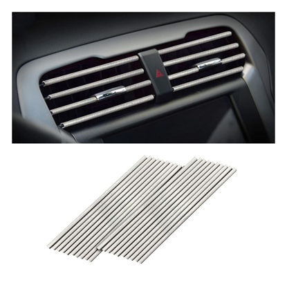Picture of 20PCS Car Air Conditioner Decoration Strip, Auto Air Vent Outlet Chrome DIY Trim Strips, Waterproof Moulding Bendable Protection Strip Line, Car Decor Accessories for Most Cars (Star Silver)