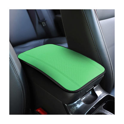 Picture of 8sanlione Car Armrest Storage Box Mat, Fiber Leather Car Center Console Cover, Car Armrest Seat Box Cover Accessories Interior Protection for Most Vehicle, SUV, Truck, Car (Green)