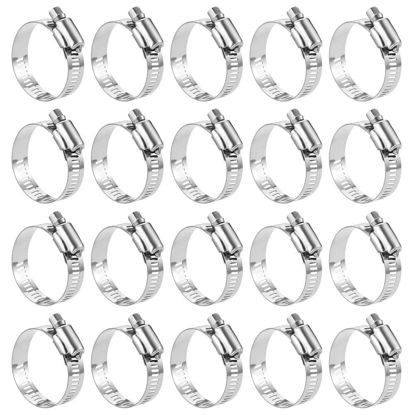 Picture of LOKMAN 20 Pack Stainless Steel Hose Clamp Adjustable 1-1/8'' - 2'' (27-51mm) Worm Gear Hose Clamp, Metal Fuel Line Pipe Clamp for Plumbing, Automotive And Mechanical Application