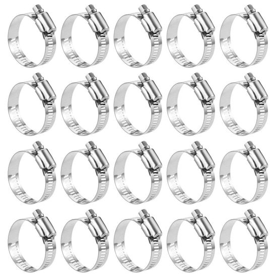 Picture of LOKMAN 20 Pack Stainless Steel Hose Clamp Adjustable 1-1/8'' - 2'' (27-51mm) Worm Gear Hose Clamp, Metal Fuel Line Pipe Clamp for Plumbing, Automotive And Mechanical Application