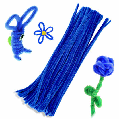 Picture of 100 Pieces Pipe Cleaners Chenille Stem, Solid Color Pipe Cleaners Set for Pipe Cleaners DIY Arts Crafts Decorations, Chenille Stems Pipe Cleaners (Blue)