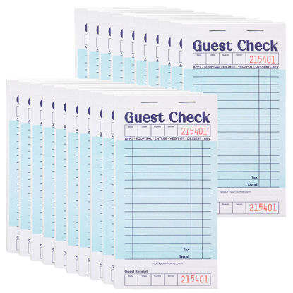 Picture of Stock Your Home Blue Guest Check Books for Servers (20 Pack) Server Note Pads, Waiter Checkbook, Food Receipt Book, Restaurant Order Pad, Paper Checks, Waitress Accessories, 1000 Total Tickets