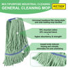 Picture of Matthew Cleaning Heavy Duty Mop Head Commercial Replacement for General and Floor Cleaning , Wet Industrial Blue Cotton Looped End String Head Refill (Pack of 3) Green