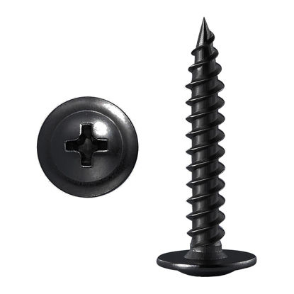 Picture of (200 pcs)#8×1-1/4" Black Truss Head Wood Screws Quick Metal Self Tapping Zinc Oxide