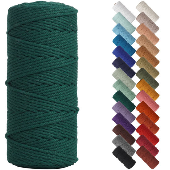 Picture of NOANTA Dark Green Macrame Cord 3mm x 109yards, Colored Macrame Rope, Cotton Rope Macrame Yarn, Colorful Cotton Craft Cord for Wall Hanging, Plant Hangers, Crafts, Knitting