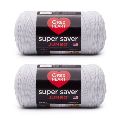 Picture of Red Heart Super Saver Jumbo Light Gray Yarn - 2 Pack of 14oz/396g - Acrylic - 4 Medium (Worsted) - 744 Yards - Knitting/Crochet