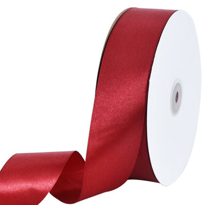 Picture of TONIFUL 1-1/2 Inch (40mm) x 100 Yards Dark Red Claret Wide Satin Ribbon Solid Fabric Ribbon for Gift Wrapping Chair Sash Valentine's Day Wedding Birthday Party Decoration Hair Floral Craft Sewing