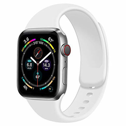 Picture of Rain gold Watch Band Compatible with Apple Watch 38mm 40mm 42mm 44mm,Soft Silicone Sport Replacement Strap Compatible for iWatch Series SE 6 5 4 3 2 1 (White 42mm/44mm-M/L)