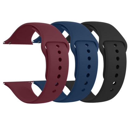 Picture of [3 PACK] Bands Compatible with Apple Watch Band 42mm 44mm 45mm, Sport Band Silicone Wristbands Women Men Replacement for iWatch Series 8 7 6 5 4 3 SE-Black,Abyss Blue,Wine Red, Small