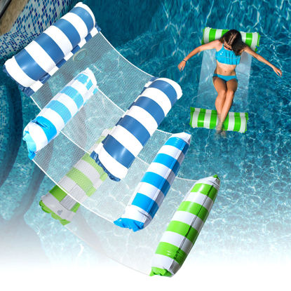 Picture of 3 Pack Water Swimming Pool Floats Hammock,Pool Float Lounger,Water Hammock Lounger, Swimming Floating Bed Hammock,Comfortable Inflatable Swimming Pools Lounger, for Adults Vacation Fun and Rest