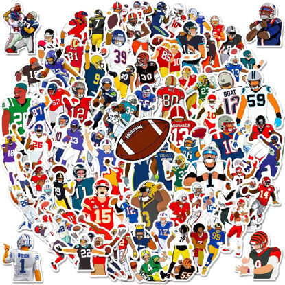 Picture of 100PCS American football Stickers, Super Bowl Sunday Stickers Football Stickers，Rugby Stickers， Water Bottle Stickers ， Laptop Stickers， Vinyl Stickers， sports Stickers, Waterproof Stickers for Fans Teens Skateboard Guitar Stickers.