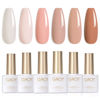 Picture of GAOY Nude Pink Gel Nail Polish Set, 6 Neutral Skin Tone U V Colors for Nail Art Home DIY Gel Nail Manicure Kit