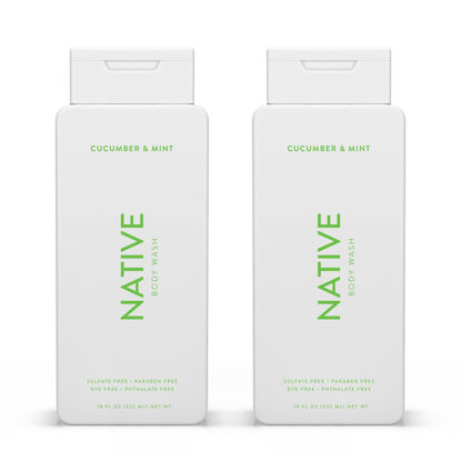 Picture of Native Body Wash Natural Body Wash for Women, Men | Sulfate Free, Paraben Free, Dye Free, with Naturally Derived Clean Ingredients Leaving Skin Soft and Hydrating, Cucumber & Mint 18 oz - 2 Pk