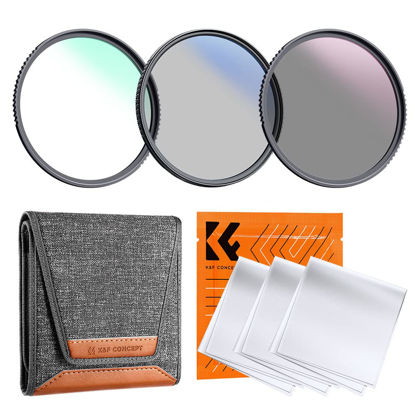 Picture of K&F Concept 82mm UV/CPL/ND Lens Filter Kit (3 Pieces)-18 Multi-Layer Coatings, UV Filter + Polarizer Filter + Neutral Density Filter (ND4) + Cleaning Cloth+ Filter Pouch for Camera Lens (K-Series)
