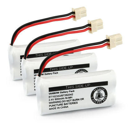 Picture of VANBOW BT183342 BT283342 BT166342 BT266342 BT162342 BT262342 Cordless Phone Battery Compatible with CS6114 CS6419 CS6719 EL52300 CL80112 CS6719-2 Cordless Handsets (Pack 3)
