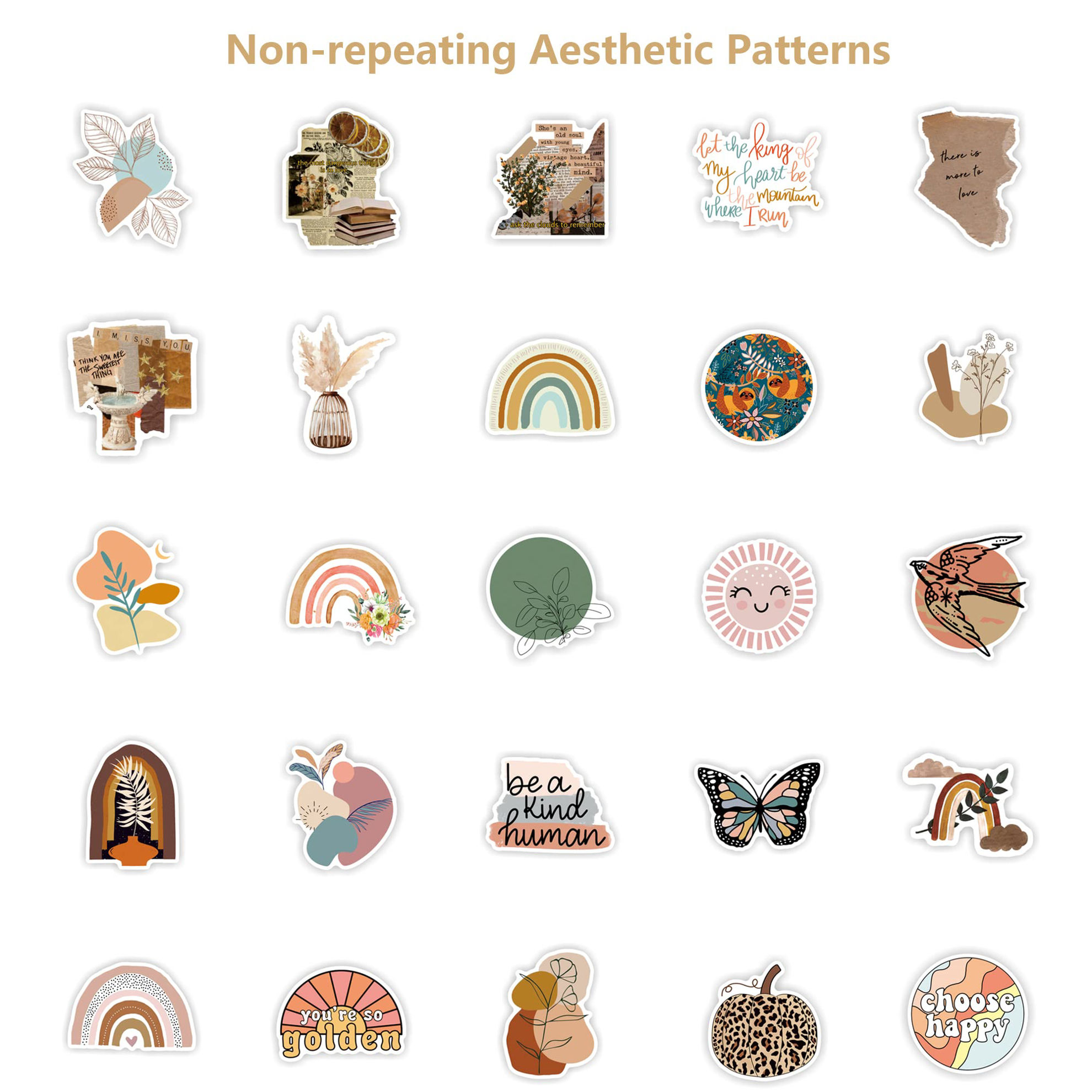 GetUSCart- CAKOLINK Vintage Aesthetic Stickers 50 Pcs, Vinyl Waterproof ...
