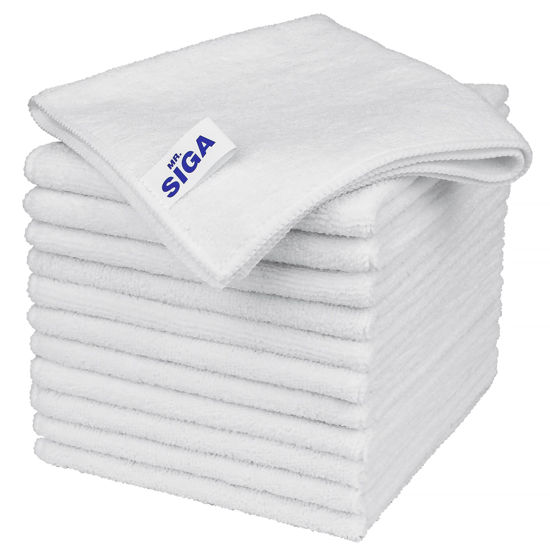 GetUSCart- MR.SIGA Microfiber Cleaning Cloth, All-Purpose Microfiber  Towels, Streak Free Cleaning Rags, Pack of 12, White, Size 32 x 32 cm(12.6  x 12.6 inch)