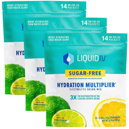 Picture of Liquid I.V. Sugar-Free Hydration Multiplier - Lemon Lime - Sugar-Free Hydration Powder Packets  | Electrolyte Drink Mix | Easy Open Single-Serving Stick | Non-GMO | 42 Sticks