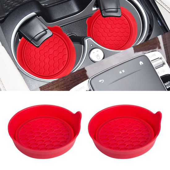 GetUSCart- Amooca Car Cup Coaster Universal Automotive Waterproof Non-Slip  Cup Holders Sift-Proof Spill Holder Car Interior Accessories 2 Pack Red