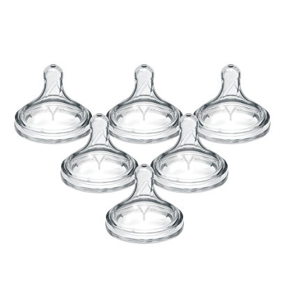 Picture of Dr. Brown’s Natural Flow Y-Cut Wide-Neck Baby Bottle Silicone Nipple, Ideal for Thicker Liquids, 9m+, 100% Silicone Bottle Nipple, 6 Pack