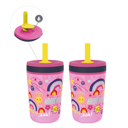 Picture of Zak Designs Kelso 15 oz Tumbler Set, (Starpower) Non-BPA Leak-Proof Screw-On Lid with Straw Made of Durable Plastic and Silicone, Perfect Baby Cup Bundle for Kids (2pc Set)