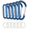 Picture of 6PCS Carabiner Caribeaner Clip,3 Inch Large Aluminum D Ring Shape Carabeaner with 6PCS Keyring Keychain Hook