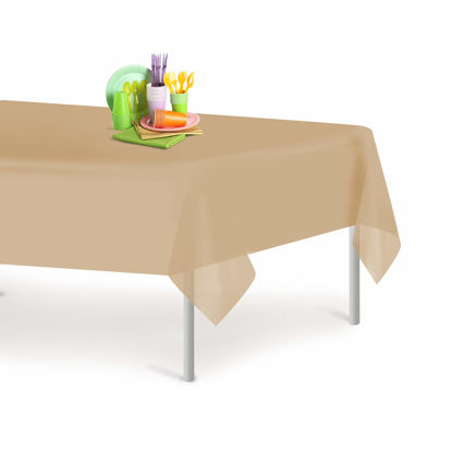 Picture of Grandipity Beige 12 Pack Premium Disposable Plastic Tablecloth 54 Inch. x 108 Inch. Decorative Rectangle Table Cover