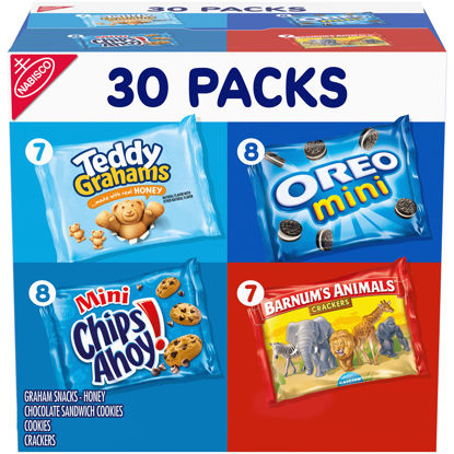 Picture of Nabisco Team Favorites Variety Pack, OREO Mini, CHIPS AHOY! Mini, Teddy Grahams Honey & Barnum's Animal Crackers, 30 Snack Packs