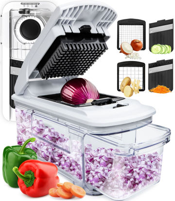 Picture of Fullstar 4-in-1 Vegetable Chopper, Mandoline Slicer - Multi Blade French Fry Cutter & Veggie Dicer - With Catch Tray, Fingerguard And More Kitchen Gadgets
