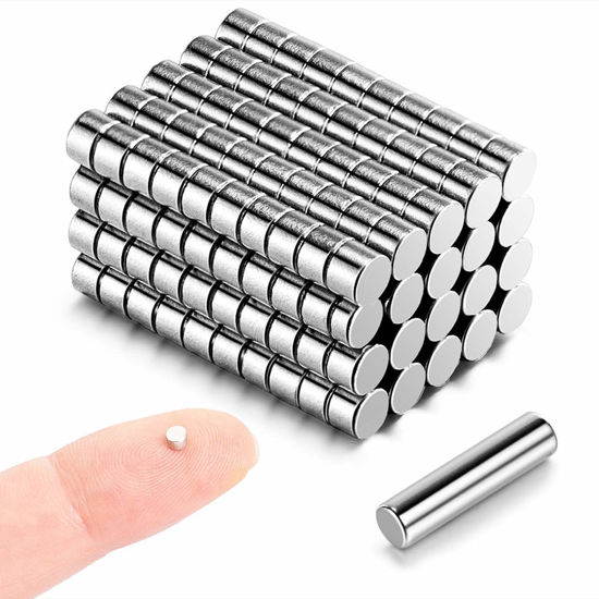 Picture of MEALOS 200pcs 3mmx2mm Tiny Magnets - Mini Magnets Small Round Magnets for Crafts - Little Magnets for Miniatures Small Models - Come with a Storage Case