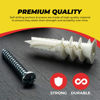 Picture of #8 Self Drilling Drywall Plastic Anchors with Screws - No Pre Drill Hole Preparation Required - 75 Lbs (100 Pack)