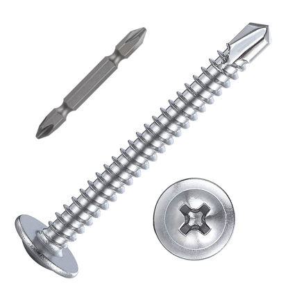 Picture of Wensilon #10×1-1/2”for Sheet Metal Self-Tapping Screws 410 Stainless Steel Truss Head High-Strength Quick Tapping Screws