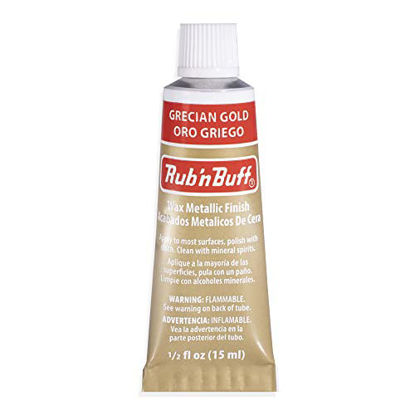 Picture of AMACO Rub n Buff Wax Metallic Finish - Rub n Buff Grecian Gold 15ml Tube - Versatile Gilding Wax for Finishing Furniture Antiquing and Restoration - Rub and Buff Colors Single Tube