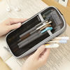 Picture of EASTHILL Grid Mesh Pen Pencil Case with Zipper Clear Makeup Color Pouch Cosmetics Bag Multi-Purpose Travel School Teen Girls Transparent Stationary Bag Office Organizer Box for Adluts(Black) Boys