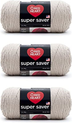 Picture of Red Heart Super Saver Oatmeal Yarn - 3 Pack of 198g/7oz - Acrylic - 4 Medium (Worsted) - 364 Yards - Knitting/Crochet