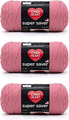 Picture of Red Heart Super Saver Light Raspberry Yarn - 3 Pack of 198g/7oz - Acrylic - 4 Medium (Worsted) - 364 Yards - Knitting/Crochet