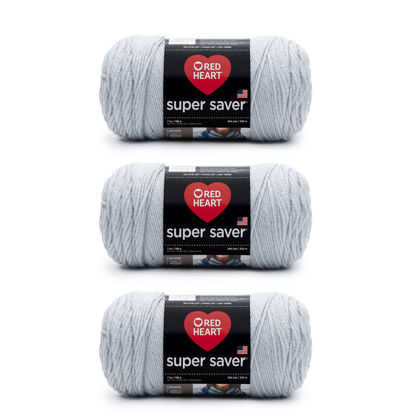 Picture of Red Heart Super Saver Light Gray Yarn - 3 Pack of 198g/7oz - Acrylic - 4 Medium (Worsted) - 364 Yards - Knitting/Crochet