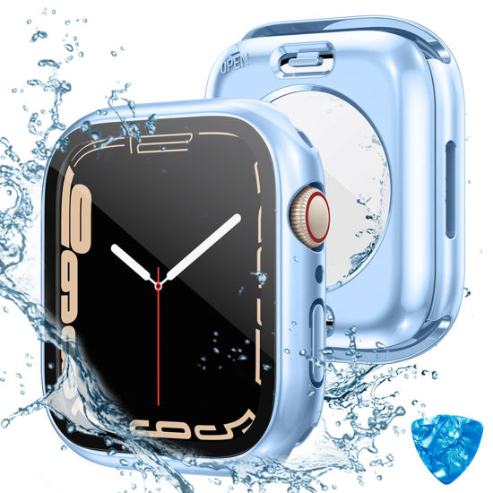 Picture of (2 in 1) Tensea for Waterproof Apple Watch Screen Protector Case SE 2022 Series SE 6 5 4 40mm Accessories, iWatch Protective PC Face Cover Built-in Tempered Glass Film, Front & Back Bumper Women Men